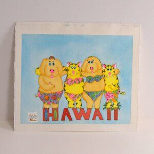Hawaii Dogs and Cats Watercolor Art Print